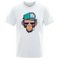 thumbnail image 5 of Camisetas de algodón con dibujos de monos fumadores, camisetas de manga corta con personalidad para hombre, camisetas holgadas de gran tamaño, ropa suave y transpirable, 5 of 5