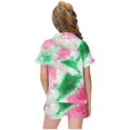 thumbnail image 5 of Odeerbi 2-12 Years Teen Boys Girls Summer Satin Pajamas Notched Lapel Short Sleeve Shirts Shorts Set Soft Loungewear Tie-Dye Sleepwear Two-piece Pajama Sets Teen Boys Girls Clothes, 5 of 6