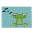 thumbnail image 2 of Cartoon Cutting Board, Sleeping Prince Frog in a Cap Polka Dots Background Animal World Design, Decorative Tempered Glass Cutting and Serving Board, Large Size, Green Blue, by Ambesonne, 2 of 5