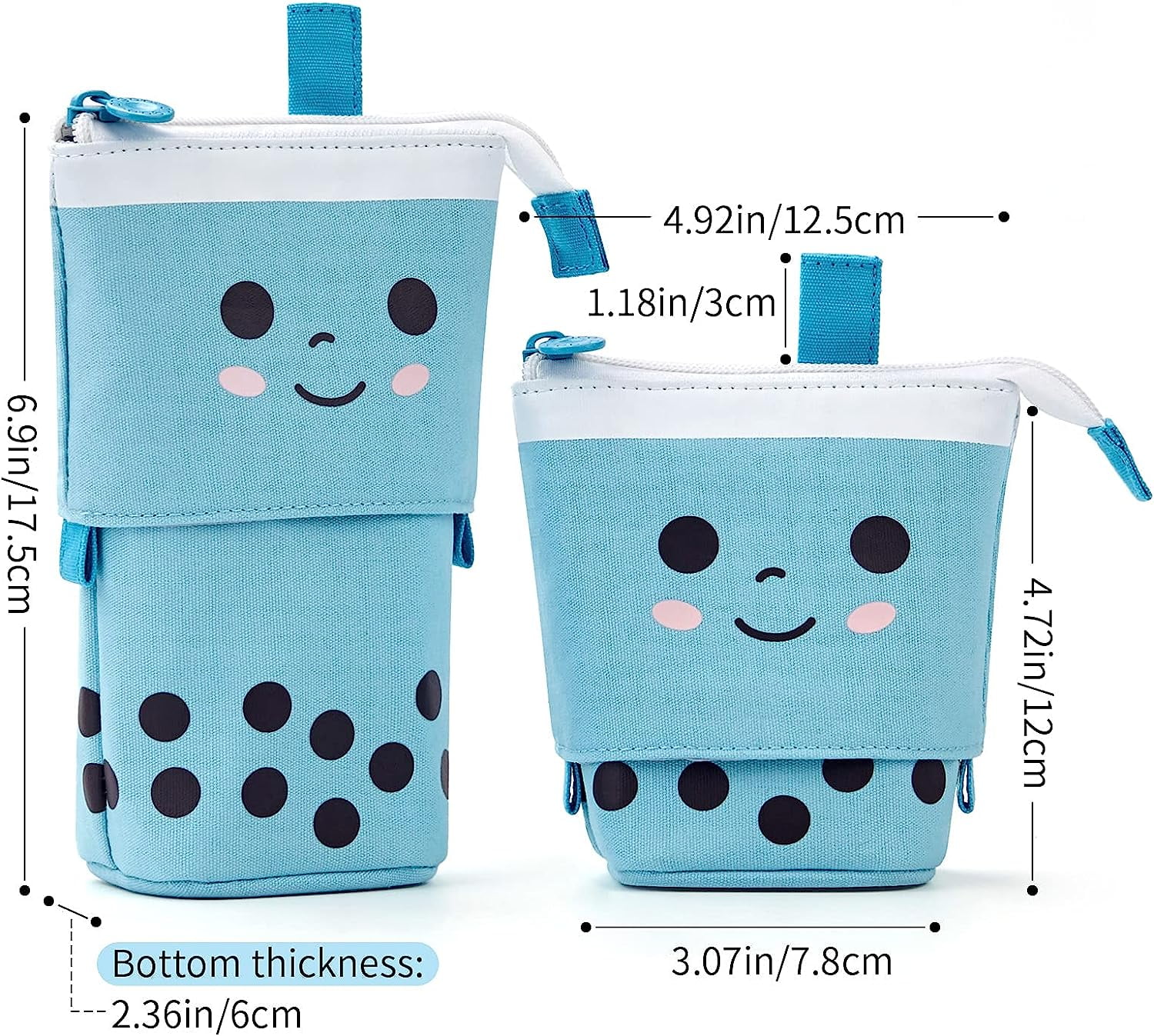 3 Pack Telescopic Pencil Pouch Bag Pop Up Pencil Case Stand Up Pen Holder  Cute Polka Dot Canvas Pen Bag, Standing Stationery Case Holder For Students
