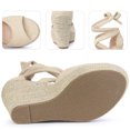 thumbnail image 3 of Alpargatas con cordones Cuñas Sandalias de tacón para mujer Beige 38, 3 of 6
