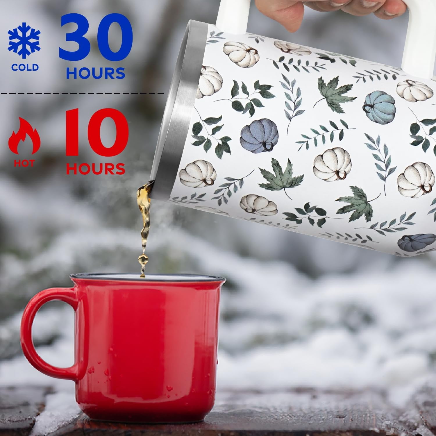 Christmas Tumbler with Handle and Straw Lid 40 oz,Cute Christmas Gifts for Women Xmas Lights Snowflakes Vacuum Insulated Leak Proof Tumbler,Winter Holiday Accessories Stainless Steel Coffee Cup Mug
