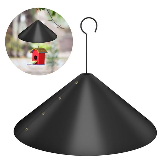 TSV Squirrel Baffle for Bird Feeder Pole, 16'' Outside Pole Mount Bird House Guard, Black