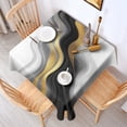 thumbnail image 2 of Black White Gold Wave Marble Square Tablecloth,Waterproof Square Table Cover,Wipeable Spillproof Washable Table Cover for Home Kitchen Party Decor 60"x60"(152x152cm), 2 of 6