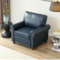 thumbnail image 3 of Classic Faux Leather Single Sofa Couch Armchair with Nailhead Trim and Removable Cushions for Living Room Office Apartment, 3 of 8