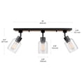 thumbnail image 4 of Globe Electric 25" 3-Light Faux Wood and Matte Black Indoor Track Light, Clear Glass Shades, 4 of 8