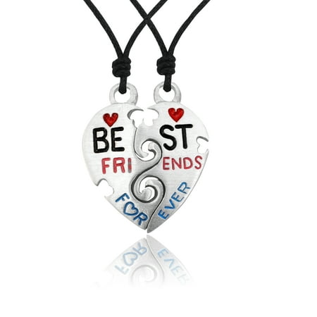 Best Friends Ying Yang 1 Silver Pewter Charm Necklace Pendant Jewelry With Cotton (Ying Yang Best Friend Necklace)
