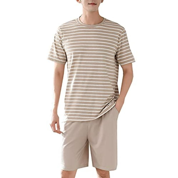 Big Boys Fashion Strips Loose Cotton Pajama Set Pants Shorts Top Sleepwear 8 17Years