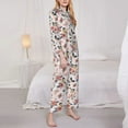 thumbnail image 3 of Gukieu Rose Flowers Print Women's Long Sleeve Pajama Set, Button Top Elastic Pocket Pajama Pants Two Piece Set Home Wear-Medium, 3 of 7