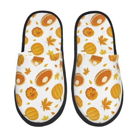 

Slippers for Women/Men - pumpkin maple leaves Soft Plush Warm Slip-on Slippers House Slippers Indoor House Shoes