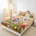 thumbnail image 3 of Erosebridal 3D Cartoon Rabbit Kids Queen Sheet Sets,Watercolor Easter Eggs Happy Easter Kawaii Daisy Girls Bed Set, 4-Piece, 3 of 6
