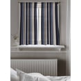 thumbnail image 5 of Blue and Brown Geometric Stripe Pattern Curtains 45 Inch Length, Sheer Curtains for Bedroom Living Room Window Rod Pocket Voile Drapes Kitchen Curtains Small Half Window 52"x45" 2 Panels, 5 of 6