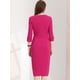 thumbnail image 4 of Vestido de tubo dividido elegante con cuello barco y mangas 3/4 para mujer Fushcia XS, 4 of 6