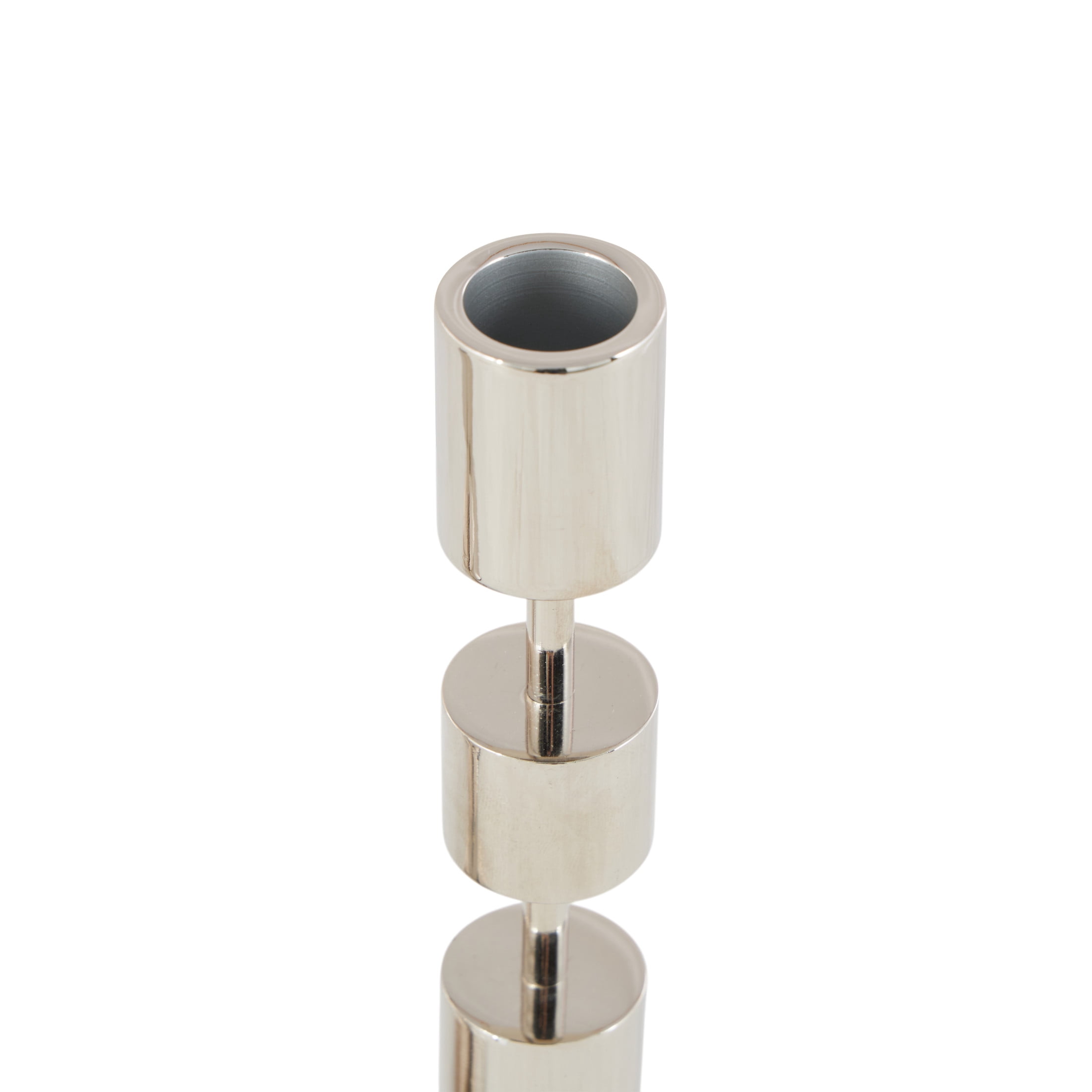 DecMode 3 Candle Silver Aluminum Metal Abstract Floating Block Candle Holder with Rounded Bases, Set of 3