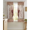 thumbnail image 4 of Red Texas Star Vintage Sheer Curtains 54 Inch Length 2 Panels Set for Living Room/Bedroom, Farmhouse Berry Brown Wooden Kitchen Curtains Grommet Semi-Sheer Curtains Drapes Window Treatments 42"x54"x2, 4 of 7