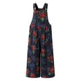 thumbnail image 1 of Txlixc Overol de Estilo Suelto para Mujer, Patrón Estampado Floral Sin Mangas Cuello Cuadrado Una Pieza, Azul Marino/Rojo Vino/Tostado/Gris Txlixc  Estilo de ocio, 1 of 5