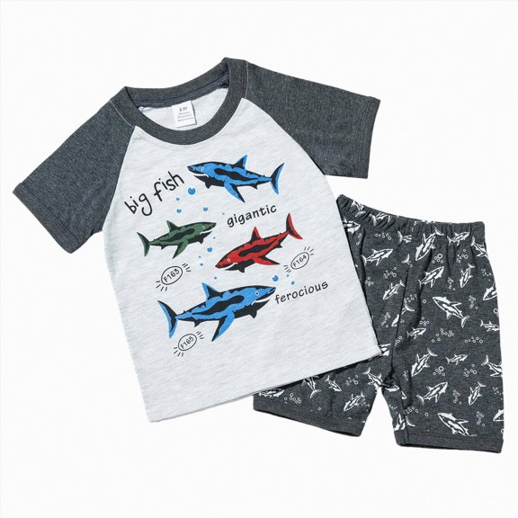 Paguaki Toddler Boy Outfits Clothes 2pcs Short Sleeve Airplane T-Shirt Top and Elastic Waist Pocket Shorts Clothes