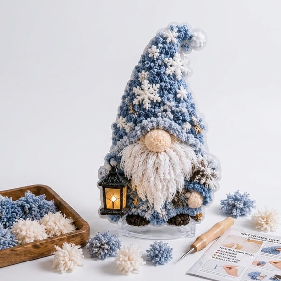 Gnome 3D Fabric Poke Art Kit,Fabric Craft Kit No Sewing Needed for Adults | DIY Various Styles Gnome Home Decor for Beginners,Home Decor Gifts for Dwarf Lovers