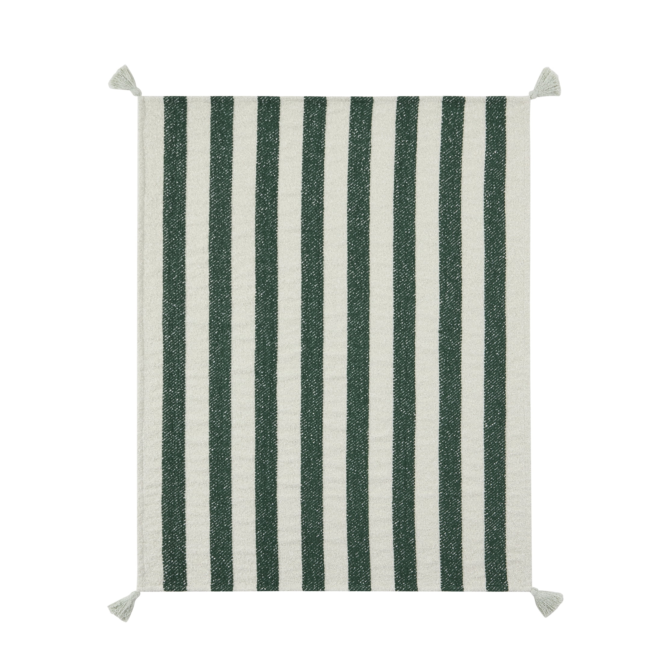 Beautiful Thyme Green Chenille Striped Throw by Drew Barrymore, 50" x 60"