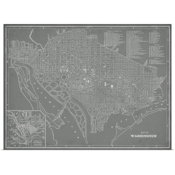 Great BIG Canvas | Rolled Vision Studio Poster Print entitled City Map of Washington, DC