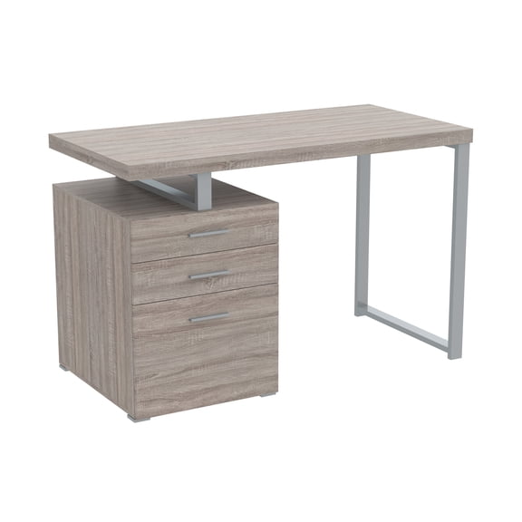 Safdie & Co. 47.25"L 3-Drawers Silver Metal Computer Desk in Dark Taupe