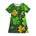 thumbnail image 4 of Niñas Vestido de Día de San Patricio Manga Corta Cuello Redondo Verano Casual para 3-12 Años Niños Niños, 4 of 9