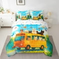 thumbnail image 2 of Cute Dog Bedding Sets 7 Pcs King Cartoon Cats Dog School Bus Bed in a Bag Colorful Rainbow Butterfly Comforter Set Sheets Lovely Pet Puppy Cats Bed Set Rustic Farmstyle Sheet Set, 2 of 5