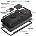 thumbnail image 2 of Design for Samsung Galaxy S22 Phone Case with Camera Lens Sliding Cover Ring Holder Kickstand - Shockproof Heavy Duty Rugged Military Grade Bumper Protective Case for Women Men, Black, 2 of 9