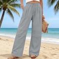 thumbnail image 2 of LYEAA Linen Pants Women Summer Elastic Waist Drawstring Straight Leg Pant Solid Casual Trousers with Pockets, 2 of 8