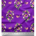 thumbnail image 1 of Soimoi Purple Viscose Chiffon Fabric Bird & Floral Print Printed Fabric 1 Yard 42 Inch Wide, 1 of 3