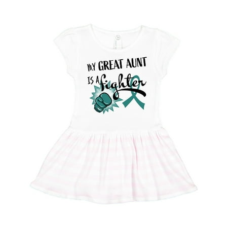 

Inktastic Ovarian Cancer Awareness My Great Aunt is a Fighter Gift Toddler Girl Dress