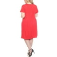 thumbnail image 3 of White Mark Asymmetrical Drop Waist Short Sleeve Swing Dress, Women's Plus, 1X-3X, 3 of 6
