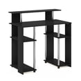 thumbnail image 5 of Furinno Jaya 35.3 Inch Black Computer Desk with Raised Hutch and Open Shelf, Gaming Desk, Office Desk for Home Office, Bedroom, Dark Americano/Stainless Steel, 5 of 5