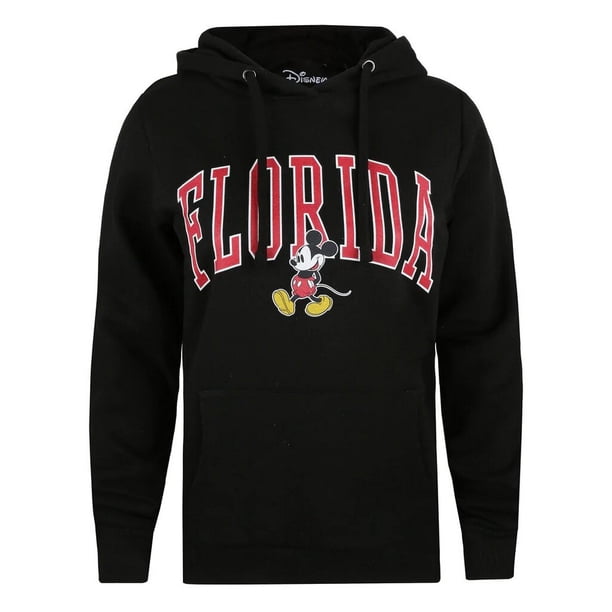 Disney - Sudadera Florida de Mickey Mouse Varsity para Mujer (Negro)