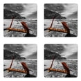 thumbnail image 1 of Shipwreck Coaster Set of 4, Weathered Photo of Aged and Decayed Flaking Anchor on the Beach by the Hills Marine, Square Hardboard Gloss Coasters, Standard Size, Orange, by Ambesonne, 1 of 2