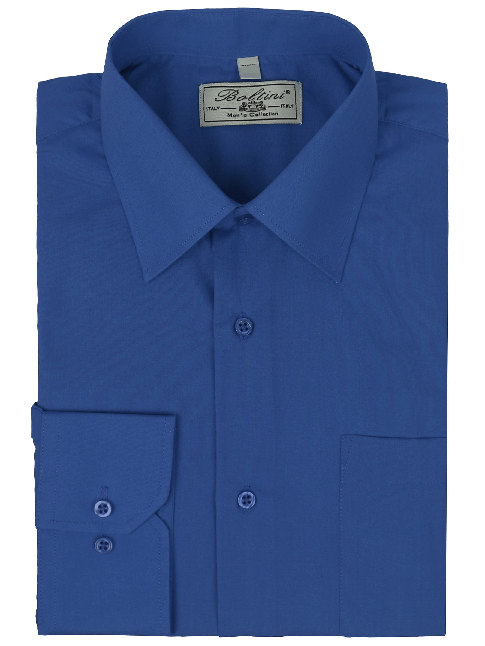 Men's Classic Solid Long Sleeve Barrel Cuff Dress Shirt (Royal Blue ...