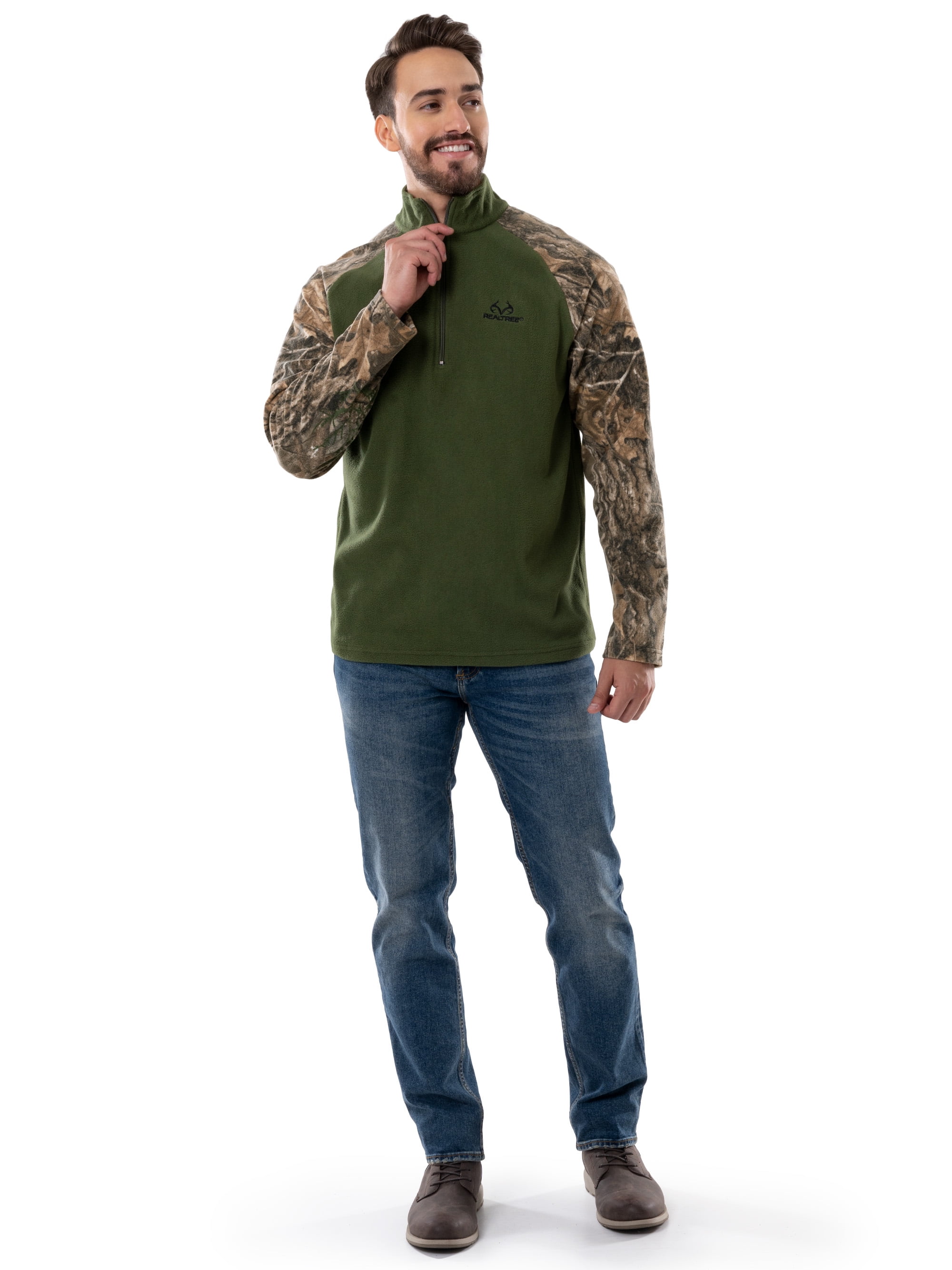 Realtree Mens Microfleece Quarter Zip Pullover