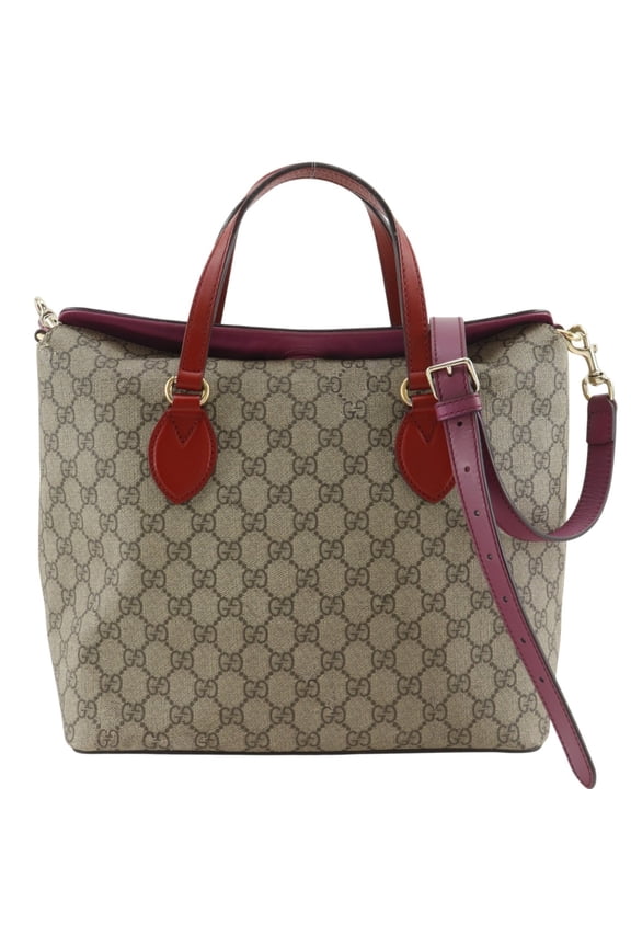 Pre-Owned Gucci 2-Way Shoulder Handbag 429147 GG Supreme Canvas Brown A5 Magnetic Closure Bag...