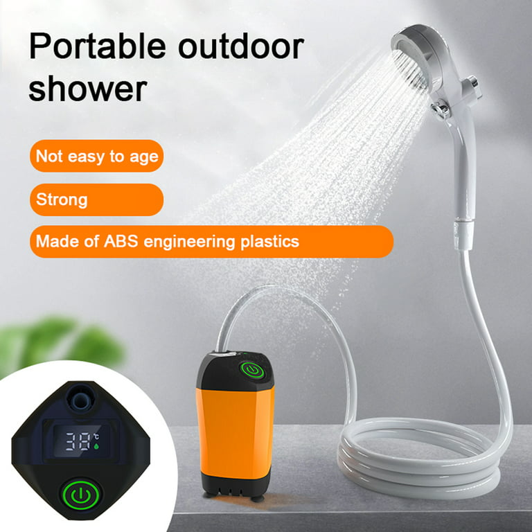 Outdoor Camping Shower Portable Electric Shower Pump Waterproof with  Digital Display for Camping Hiking Travel Pet Watering