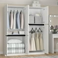 thumbnail image 2 of VINFORM 4 Door Wood Wardrobe Armoire, Freestanding White Closet Wardrobe with Hanging Rod for White Closet Cabinet 20.4"D x 63"W x 74.8"H, 2 of 7