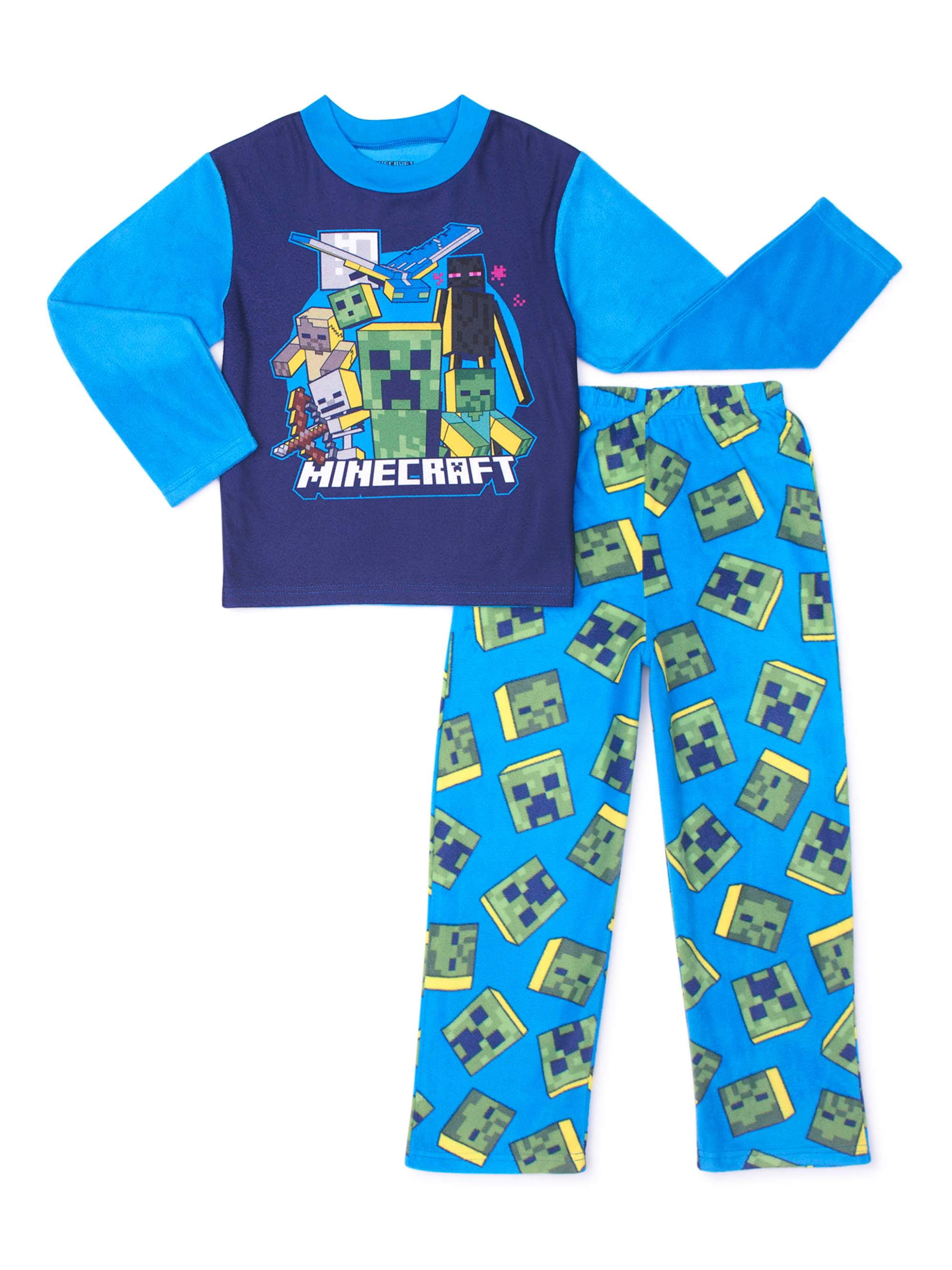 Minecraft Boys Super Soft Long Sleeve Top & Long Pants , 2-Piece Pajama ...