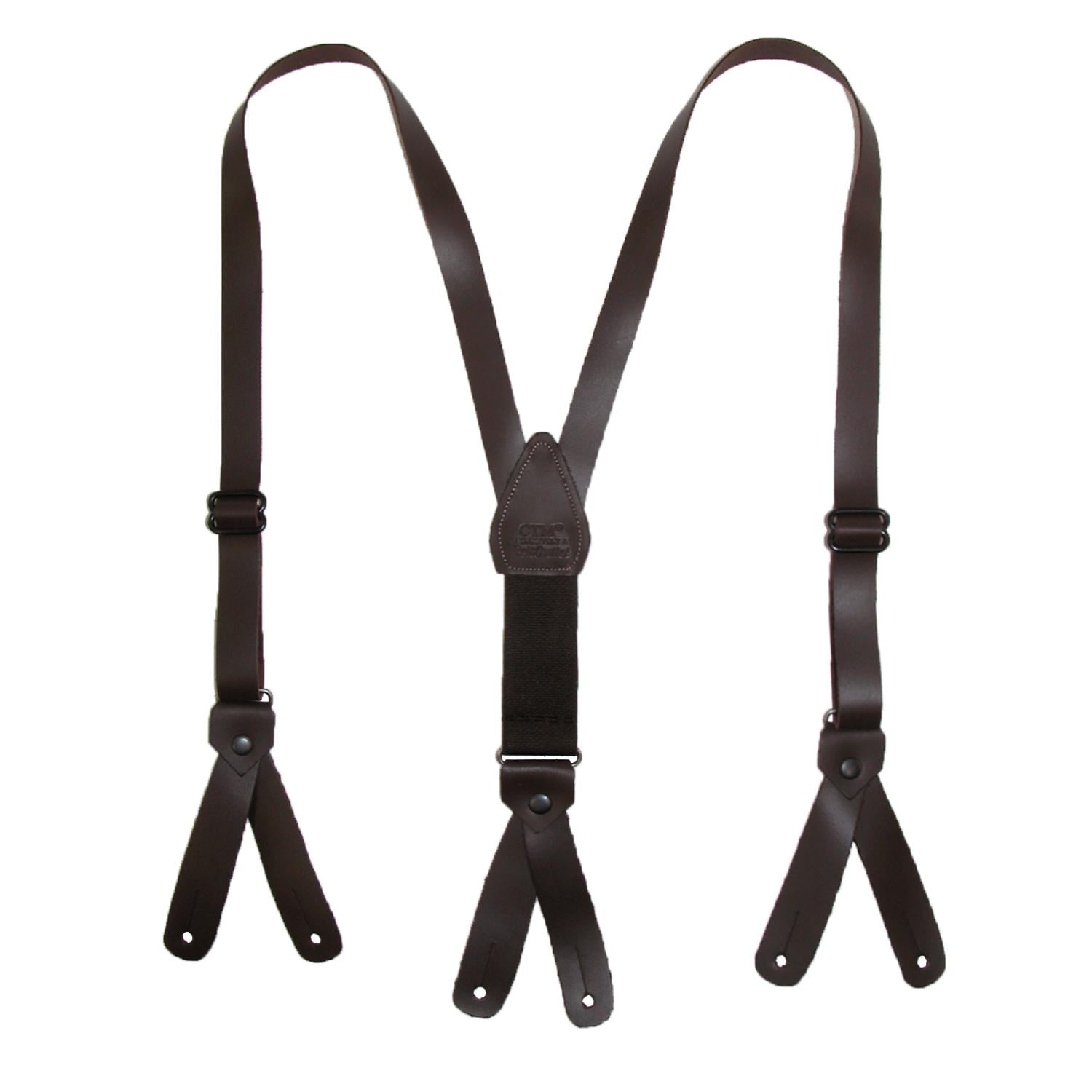 CTM Kids Smooth Leather .75 Inch Wide Clip-End Suspenders
