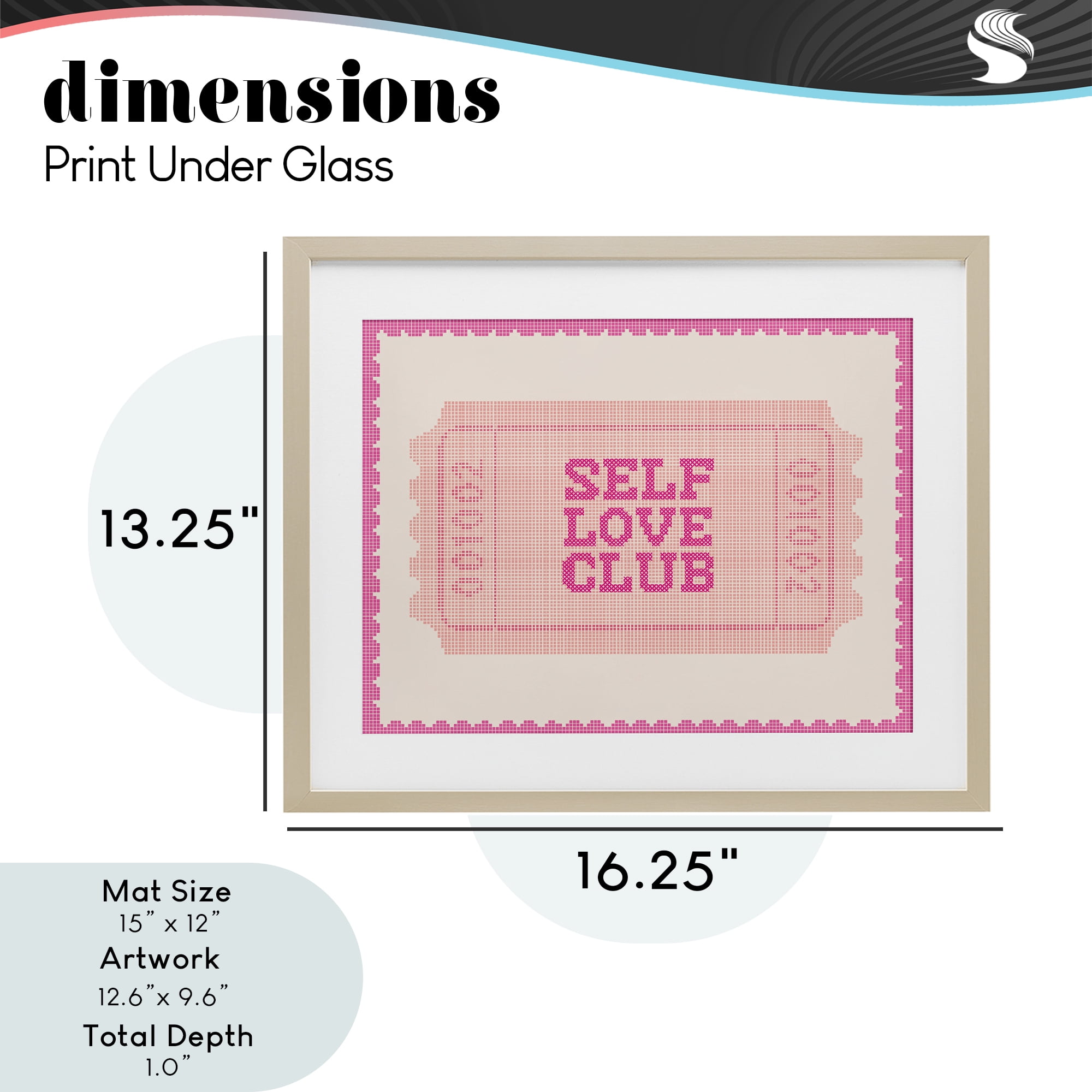 Stupell Industries Self Love Club Retro Ticket Birch Framed Print Under Glass, design by Lil' Rue