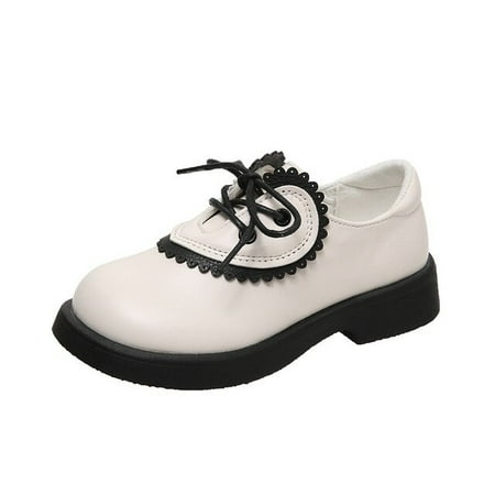

DancePeanut Kids Girls Princess Elegant Patchwork Lace-Up Casual Shoes For Children Soft Sole Flats Leather Shoes Size 26-36
