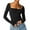 Black, variant on PUYAHG Women Fashion Tight Tshirts Low Square Neck Long Sleeve Slim Fit Tops Black,L