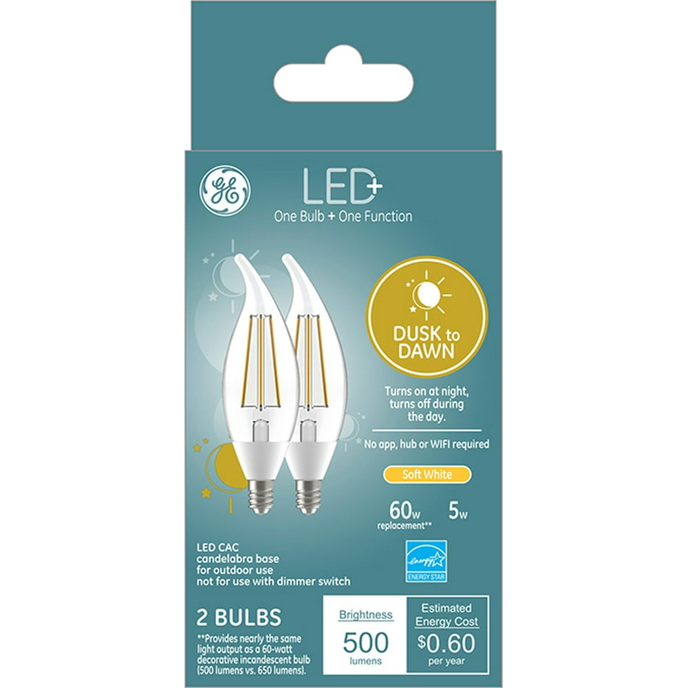 GE LED+ Dusk to Dawn Decorative Bent Tip 5Watt LED Light Bulb (60W