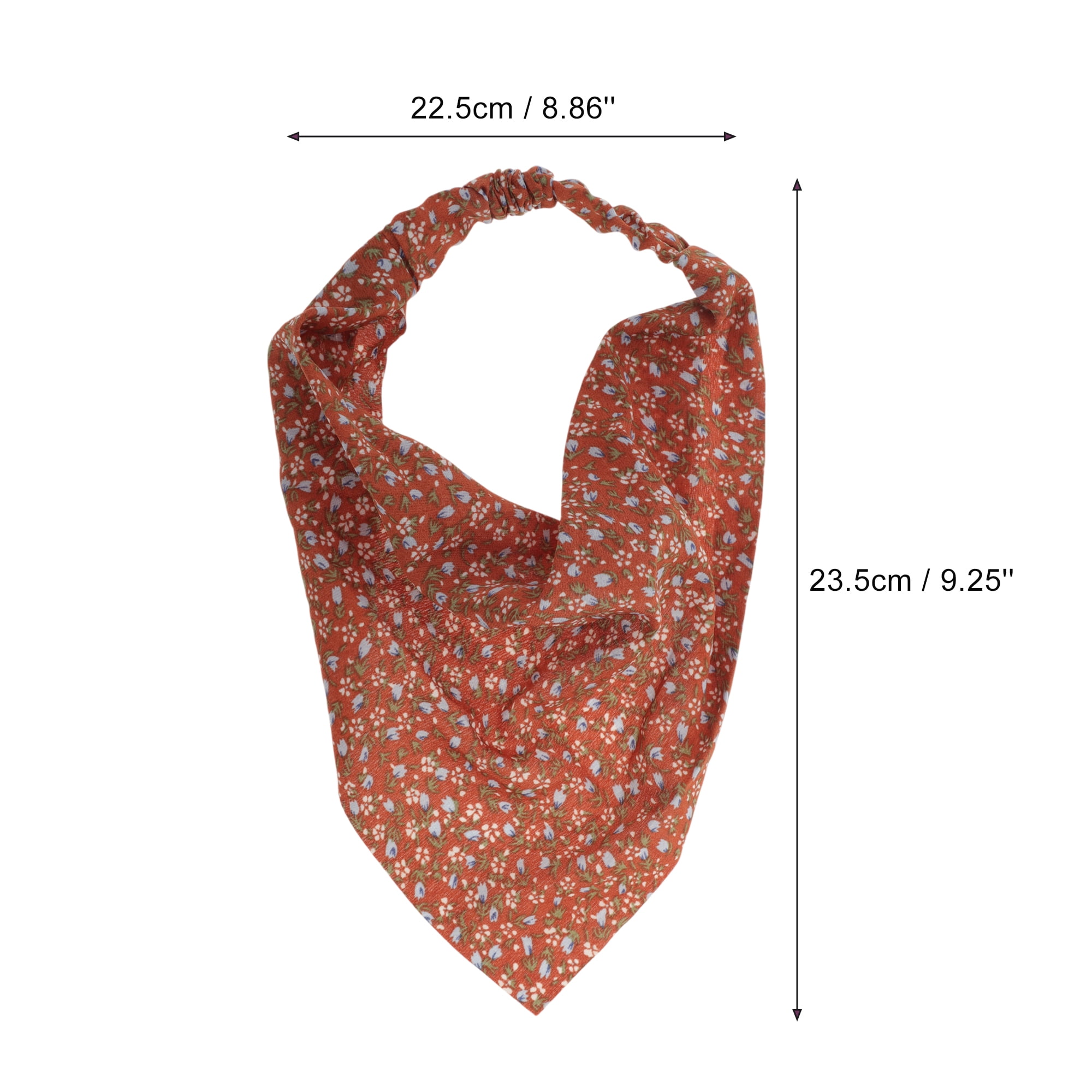 Unique Bargains 1pc Stylish Ditsy Floral Headwrap 9.25''x8.86'' Orange Red