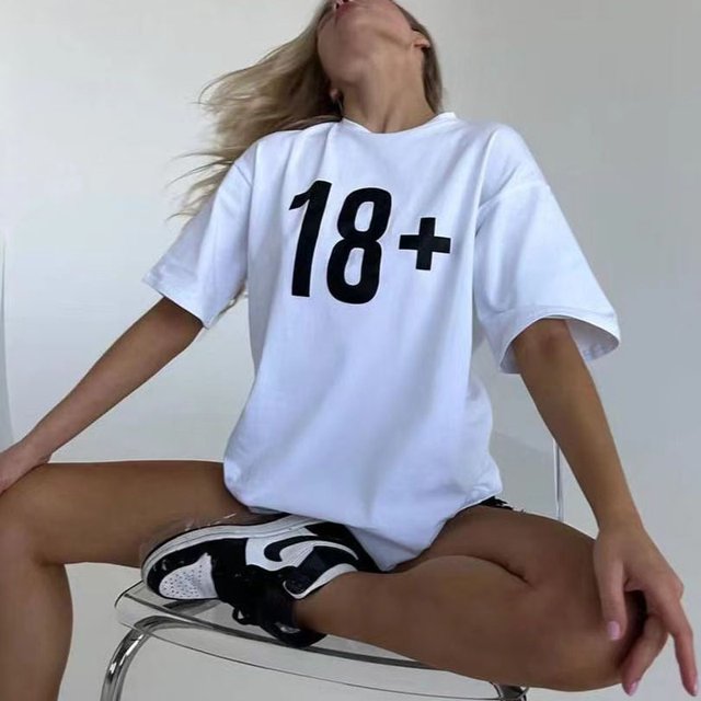 Camiseta Y2K Ins para mujer, blusa holgada de gran tamaño con letras estampadas, ropa de calle de manga corta, Top informal, Pullover, Camisetas básicas