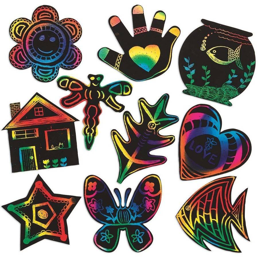 Scratch Art Creative Shapes, Pack of 50