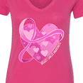 thumbnail image 4 of Inktastic Breast Cancer Awareness Pink Ribbon Around Heart Women's V-Neck T-Shirt, 4 of 5
